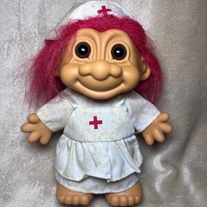 Russ Berrie Nurse 8" Troll Doll With Red Hair